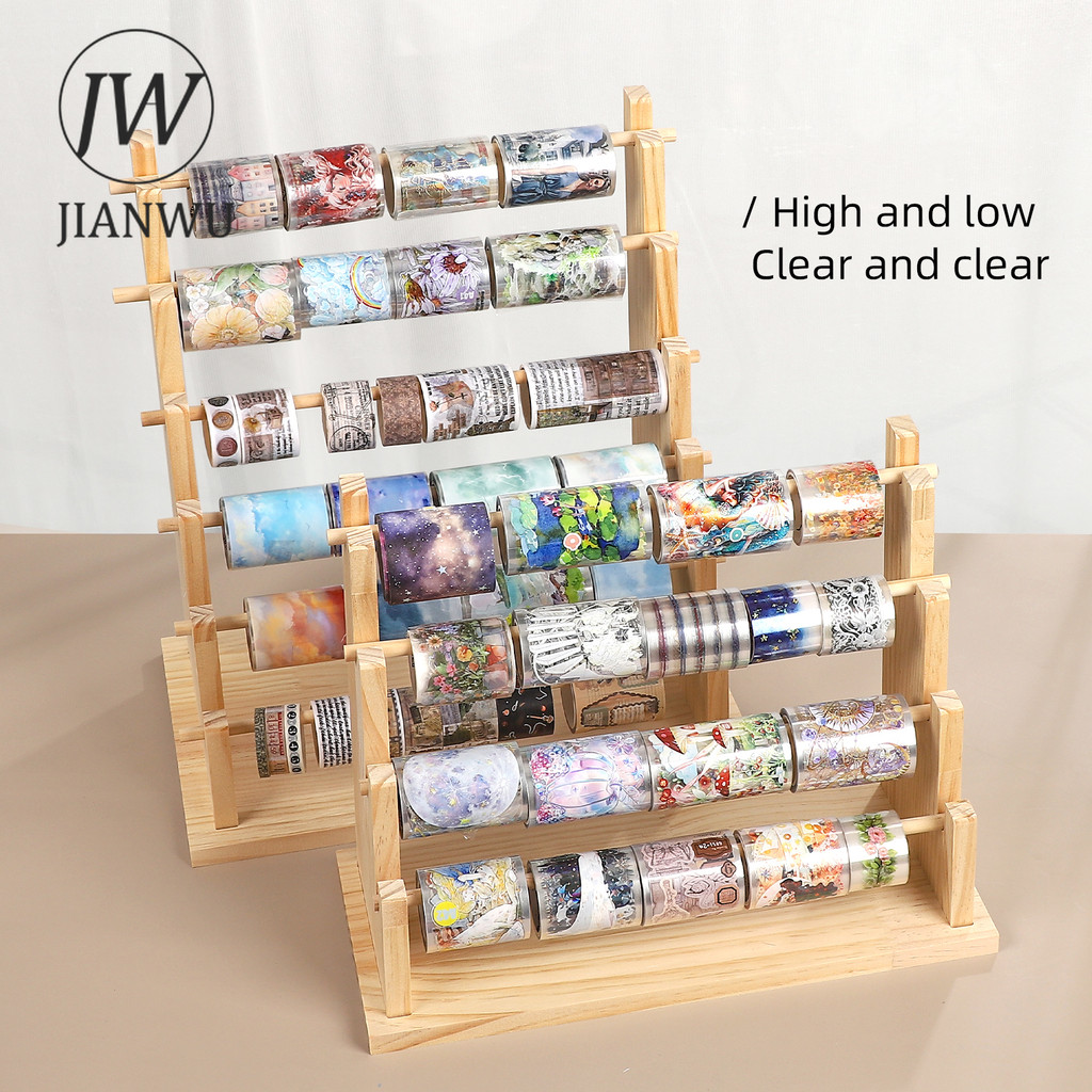 JIANWU Four-layer/Six-layer Trapezoidal Wooden Storage Rack Tape ...