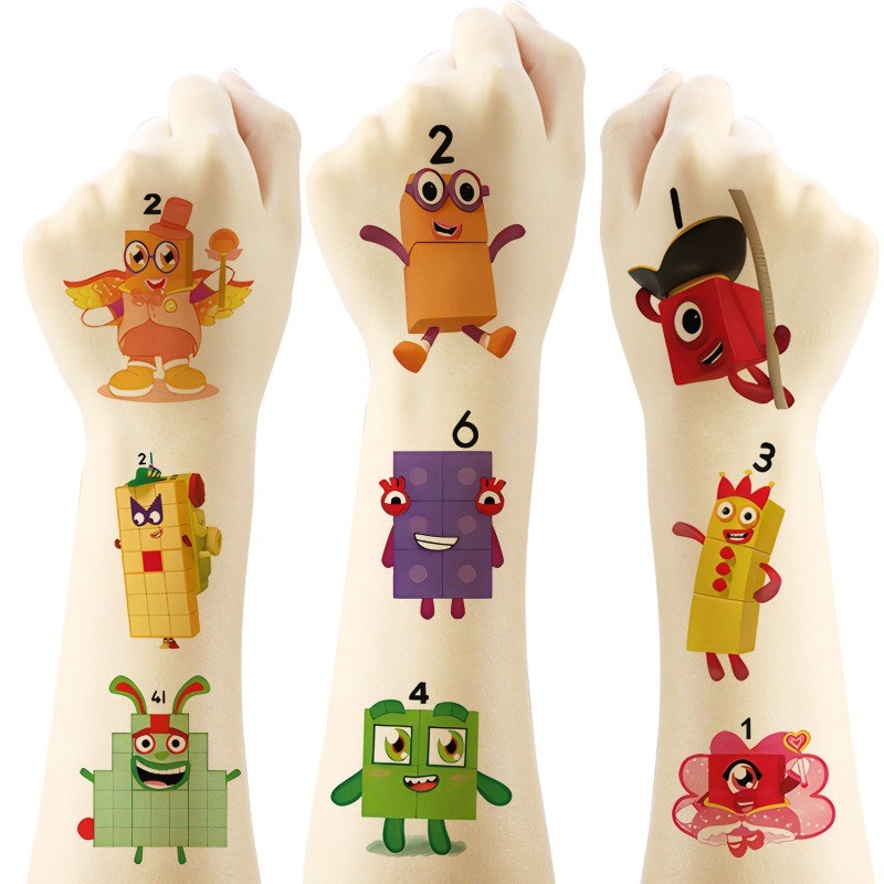 Number Blocks Waterproof Temporary Tattoo Sticker For Kids Party Favors ...