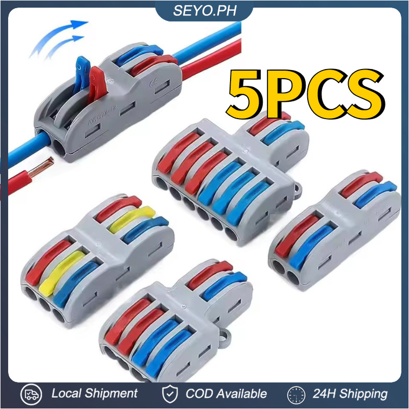 5Pcs Universal Wiring Cable Push-in Terminal Block Push-in Quick ...