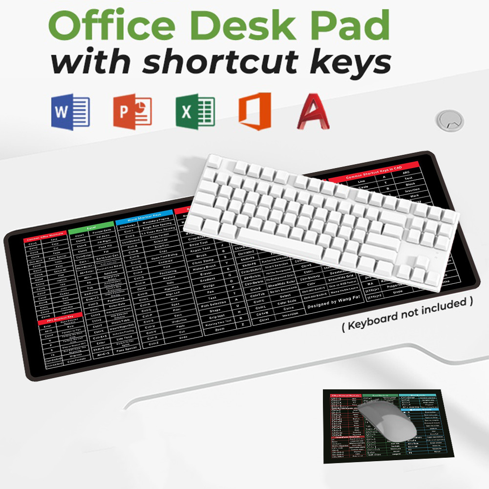 Keyboard Shortcuts Keyboard Mouse Pad Large Office Mouse Pad Non Slip ...