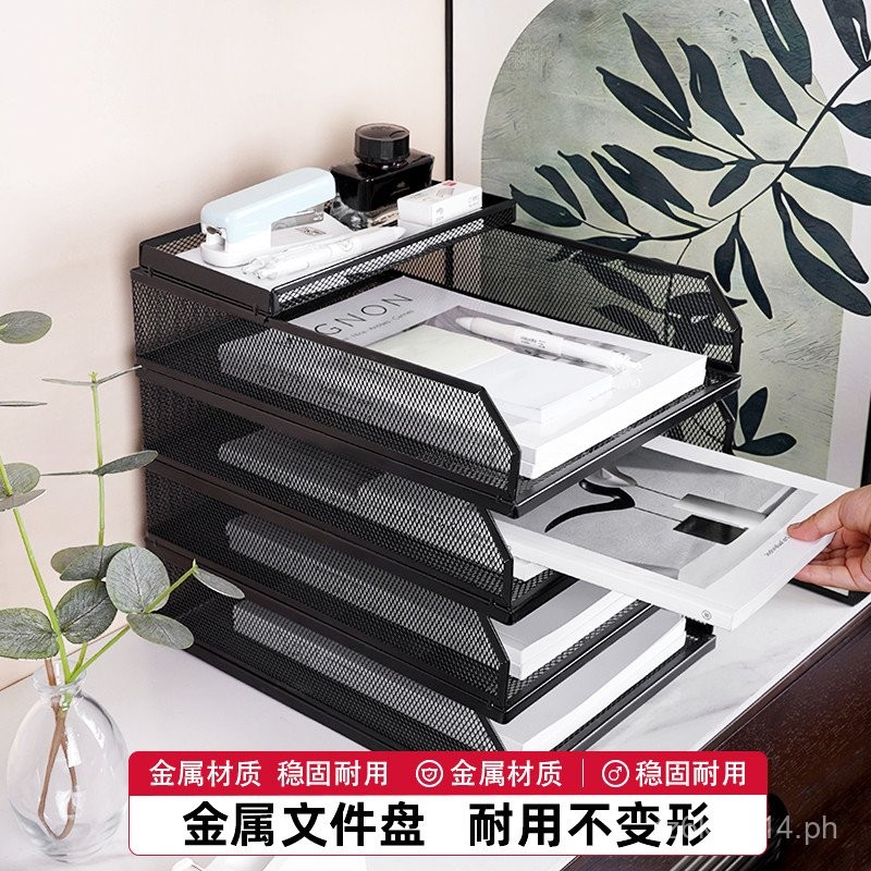 File Rack Metal Tiered Desktop Office Metal File Tray a4Multi-layer ...