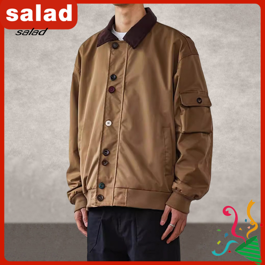[SA] Color-block Design Men Jacket Men Retro Street Style Jacket ...