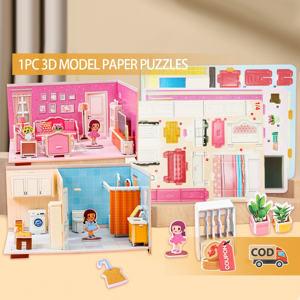 HB Creative DIY 3D Model Paper Puzzles for Kids Featuring Manual ...