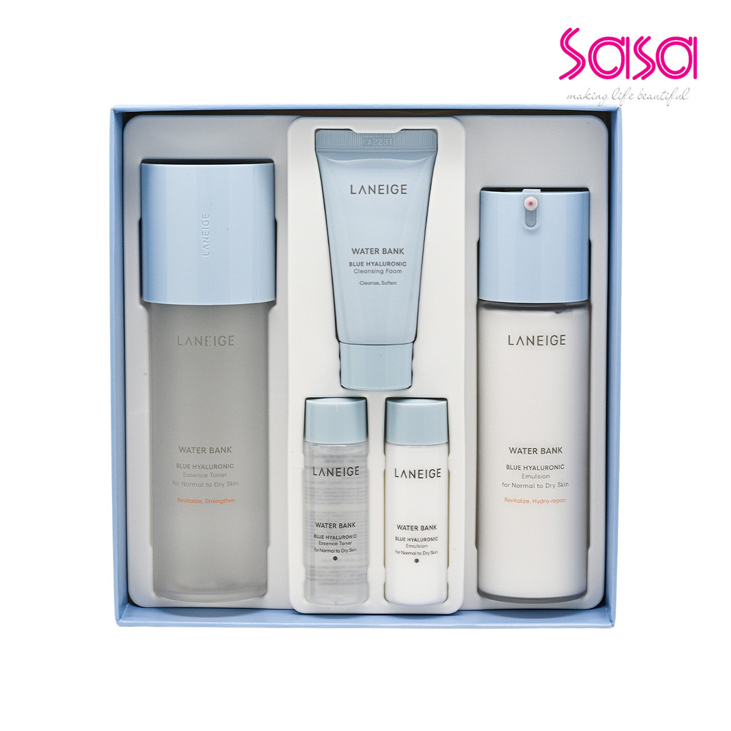 Laneige Water Bank Blue Hyaluronic Essential Set (For Dry Skin) (5pcs ...