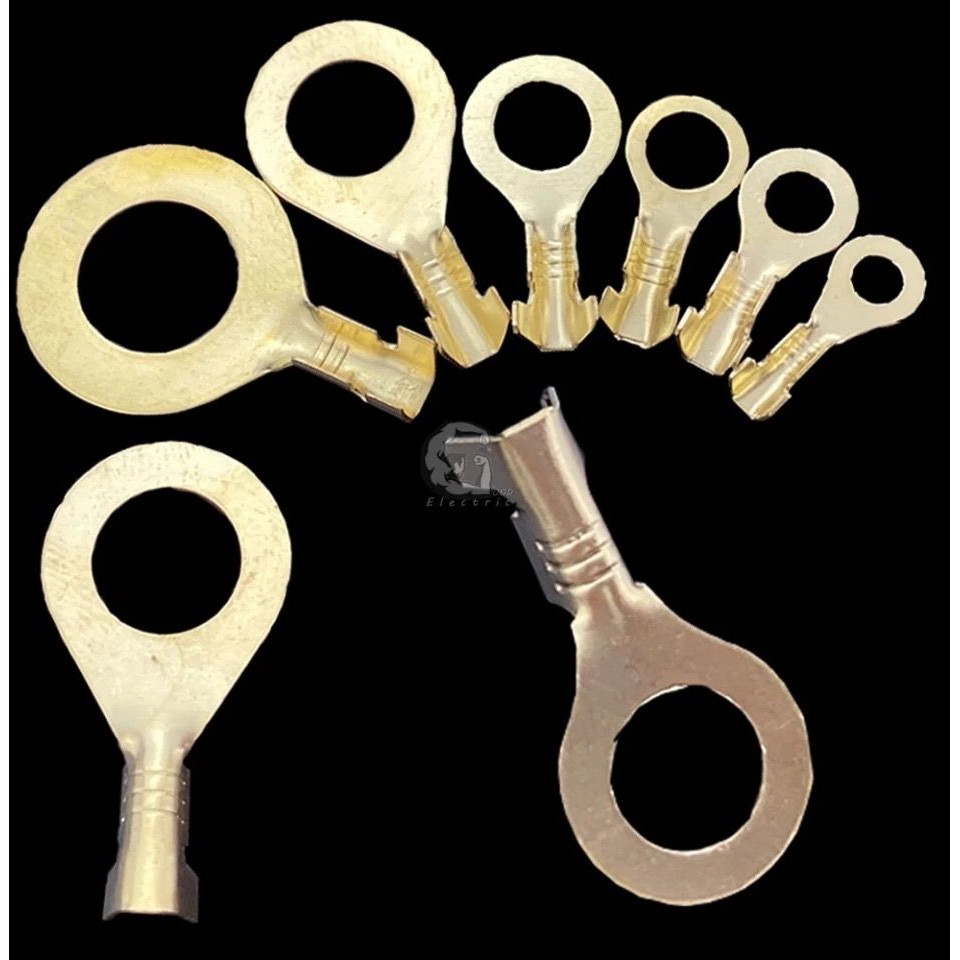 150 Pieces Copper Connector Fishtail Gold Cold Press Terminal Box Ring ...
