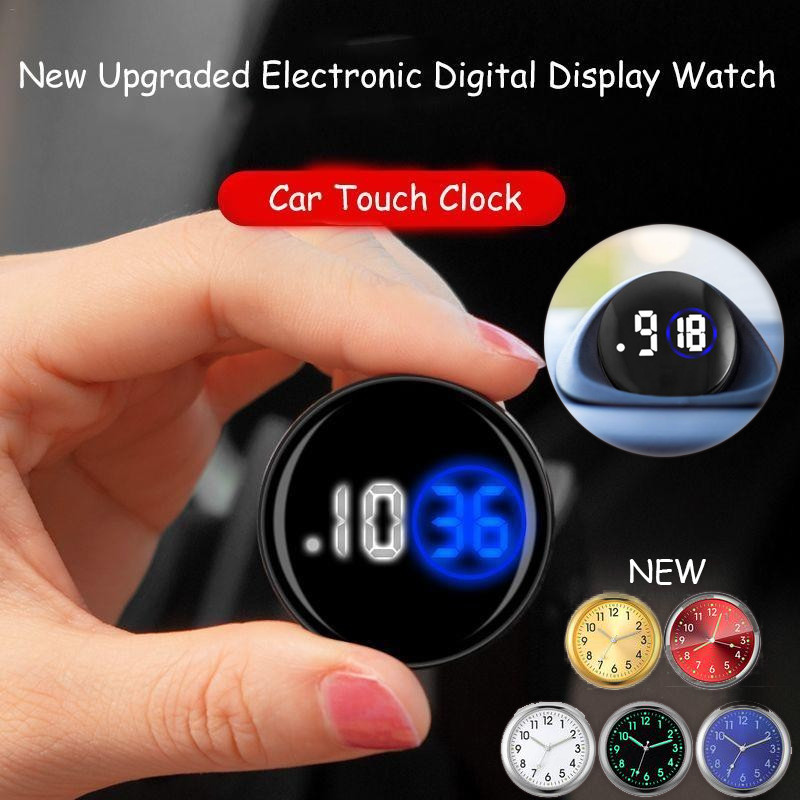 Car Clocks For Dash Stick On - Small LED Clock - Clear LCD Screen, Car