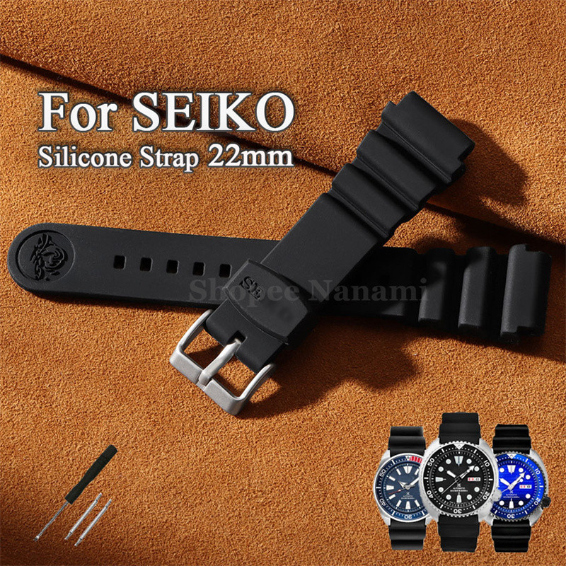 Bracelet Silicone Bleu 22mm Pour Seiko SKX007, SKX009, 6309, Padi - 100% Silicone, Neuf, Fabriqué Au Japon