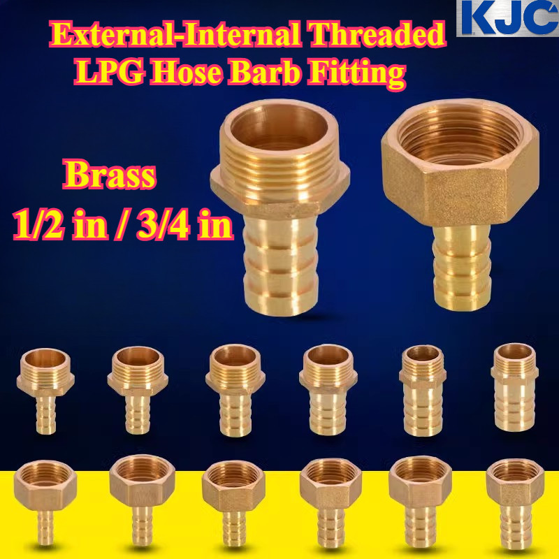 [KJC-HY] Brass External-Internal Threaded LPG Hose Barb Fitting (1/2 in ...