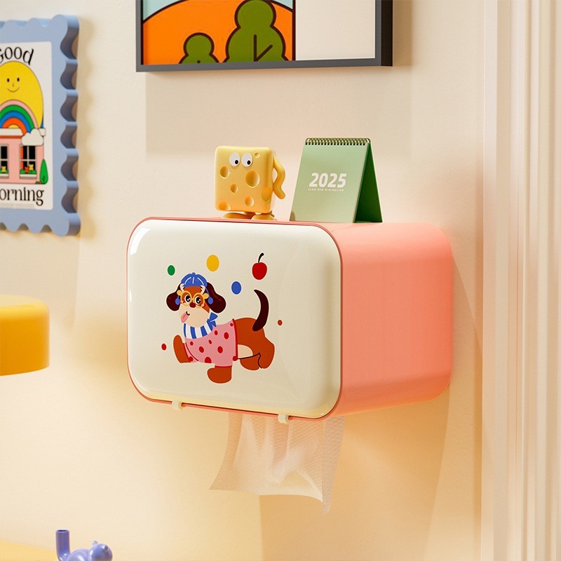 Wall-Mounted Bathroom Tissue Box Free Hole Toilet Cartoon Cute ...