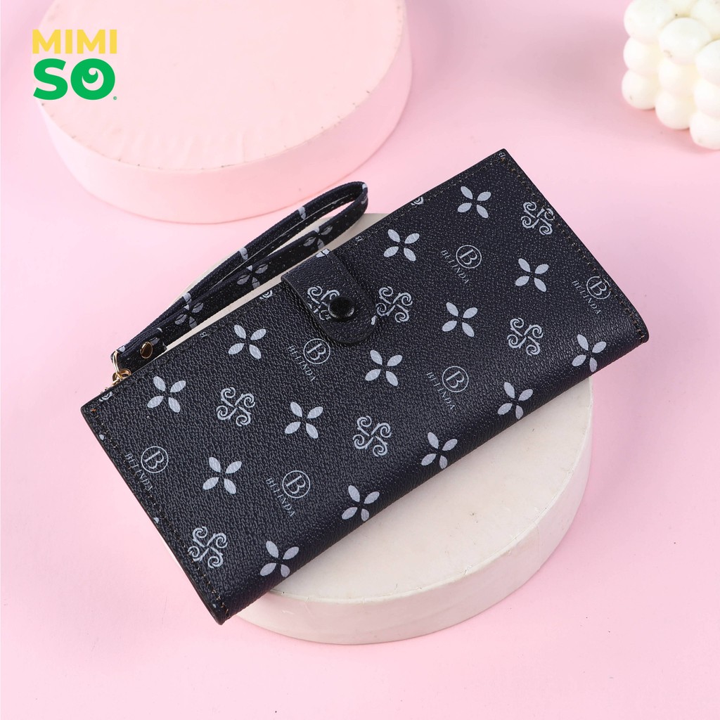 MIMISO Closure Wallet For Women Leather Monogram Pattern Double Purse ...