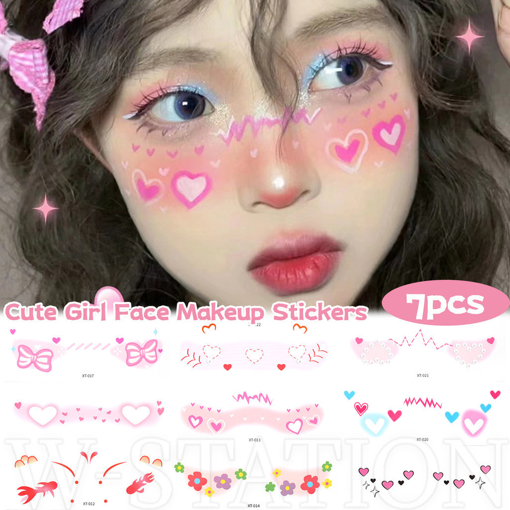 Cute Sweetheart Facial Stickers - Girl Pink Blusher Tattoo Stickers ...