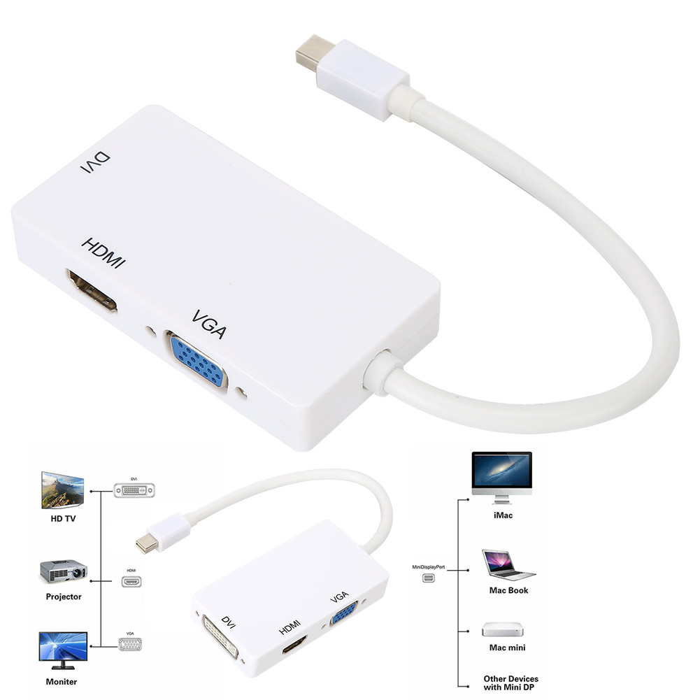 Buybybuy Cuifati 3 in1 Converter MiniDP to DVI VGA Cable Adapter No ...
