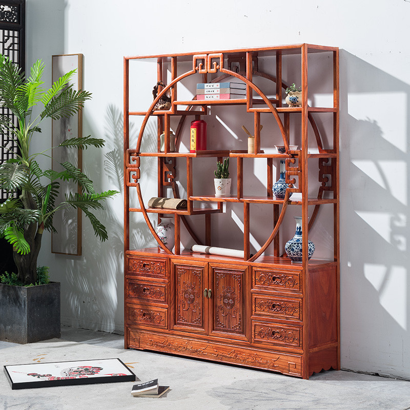 Solid Wood Curio Cabinet Office Multi-Treasure Cabinet New Chinese ...