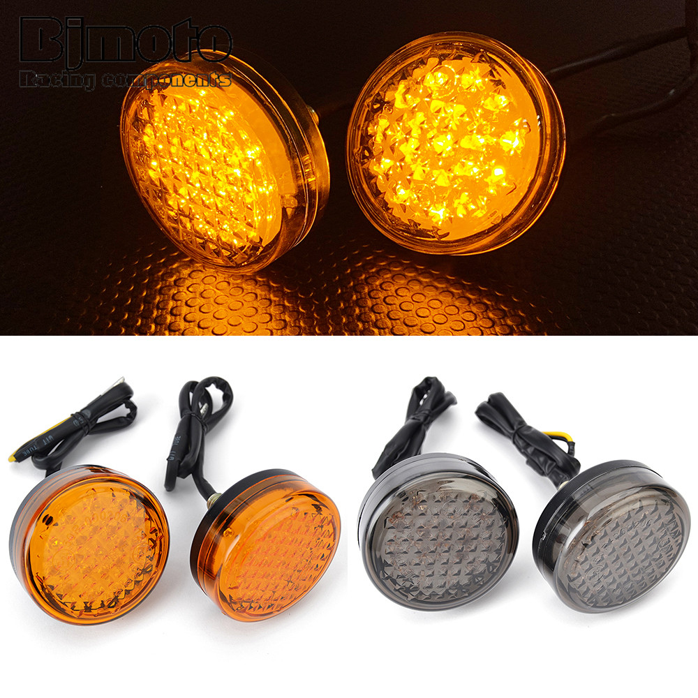 1 Pair LED Amber For Harley Davidson Triumph Chopper Bobber Motorcycle ...
