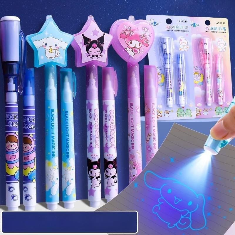 Cute Sanrio Kuromi 2in1 Magic Invisible Highlighter Pen with UV Light ...