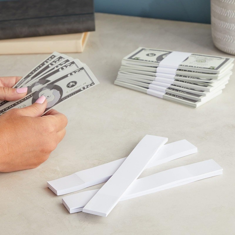 300pcs 192*29mm Money Bundle Straps Self-Adhesive White Cash Paper ...