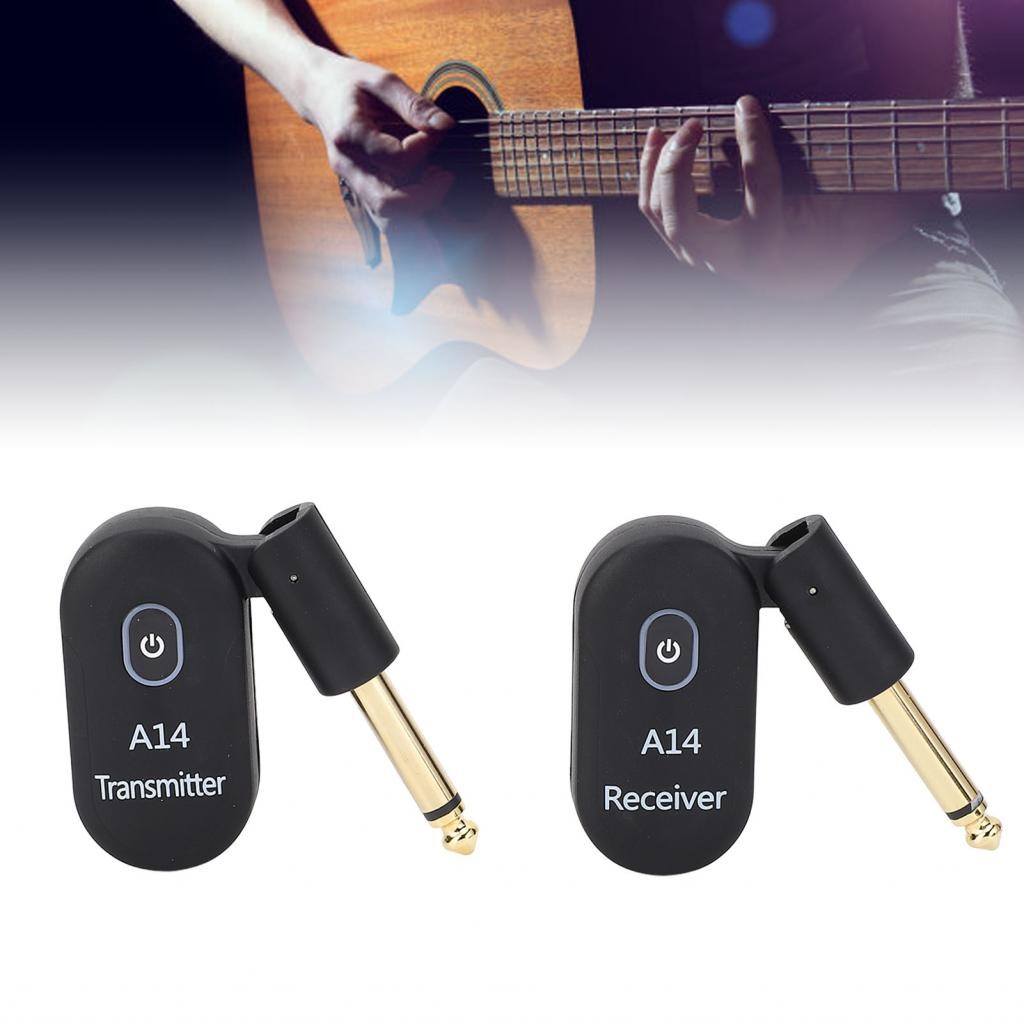 A14 Drahtloses Gitarrensystem 2.4 GHz – Für Gitarre, Bass, Violine, 100 Ft Reichweite, 10 H Akku, Plug & Play