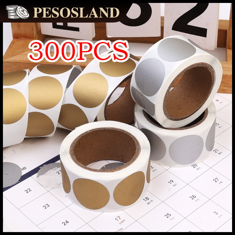 300Pcs Scratch Off Stickers Round Gold Silver Stationery Gift Card ...