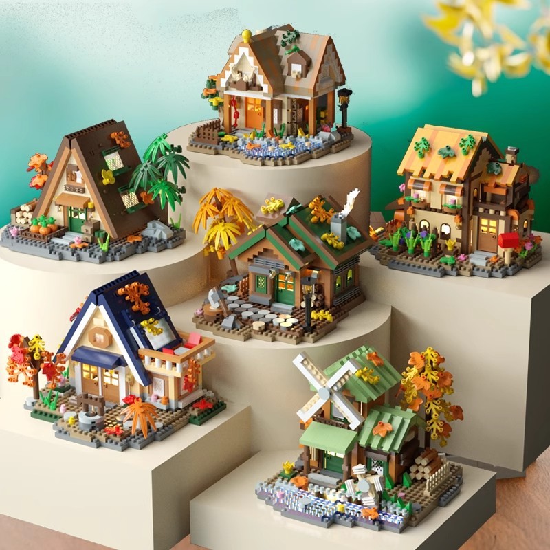 Beautiful Mini Plastic Blocks DIY Frame House Assemble MOC Flower Cabin ...