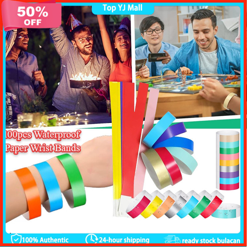 100pcs Events Wristband Waterproof Tyvek Sticker Disposable Wrist Hand ...