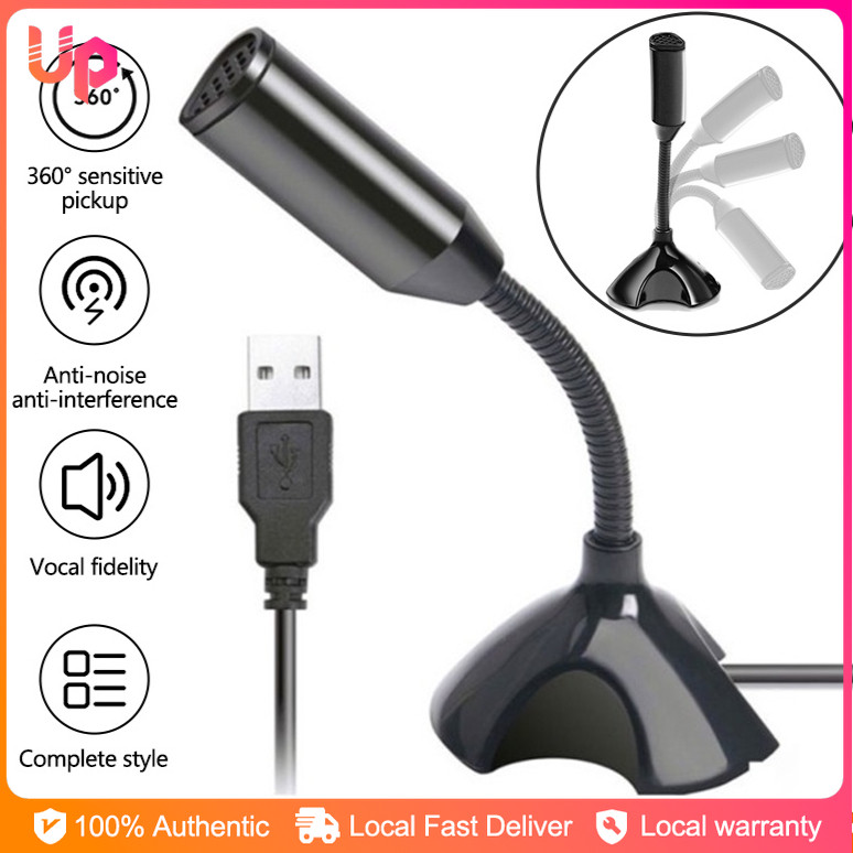 Laptop Microphone USB Desktop Gaming Mic With Holder For PC Computer ...
