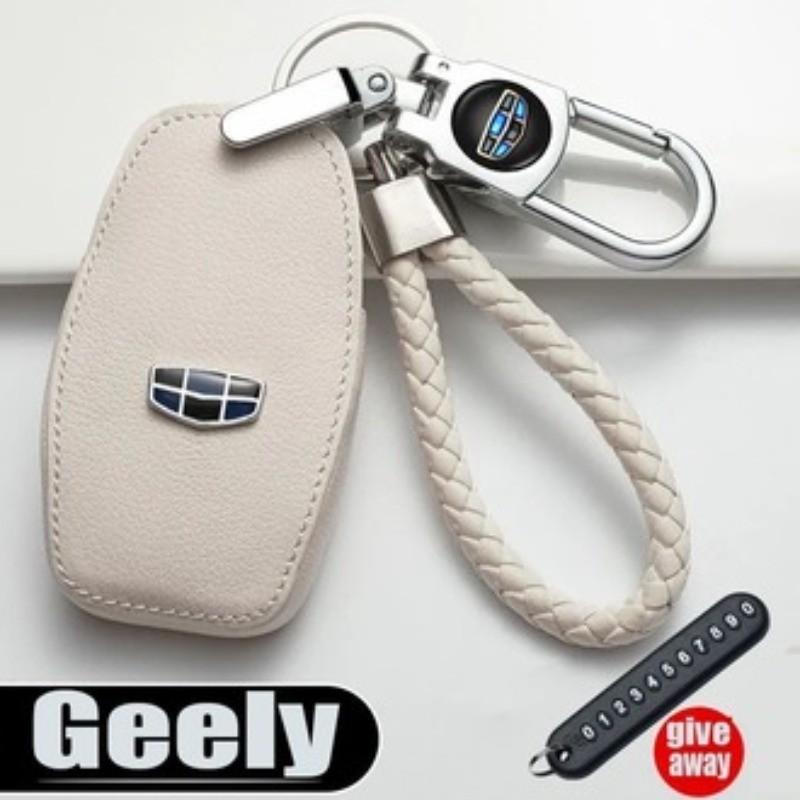 LAIFU【New White】Geely Coolray Car Key Cover Chain Fob Case Holder Car ...