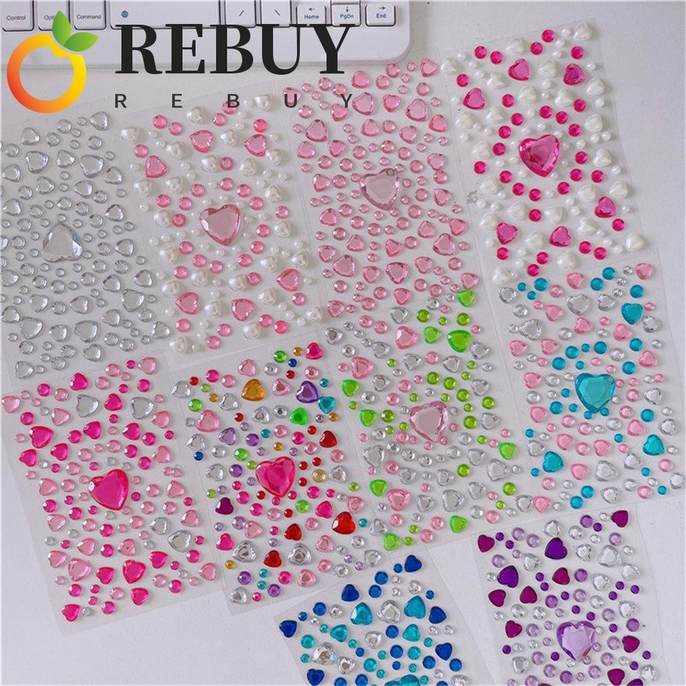 REBUY Heart Sticker For Girl Acrylic LOVE Diamond Phone Laptop DIY ...