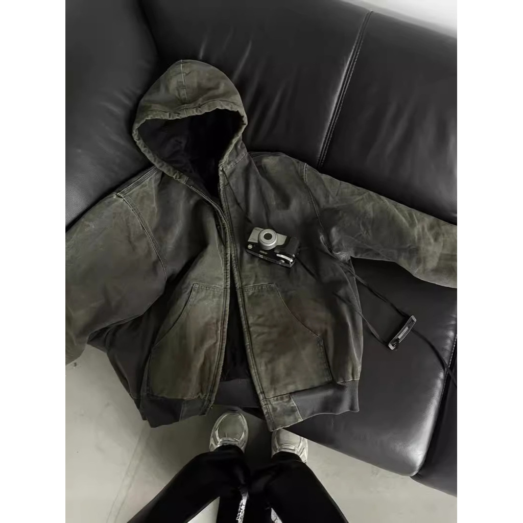 Washed and Distressed Vintage Workwear Jacket main image 1
