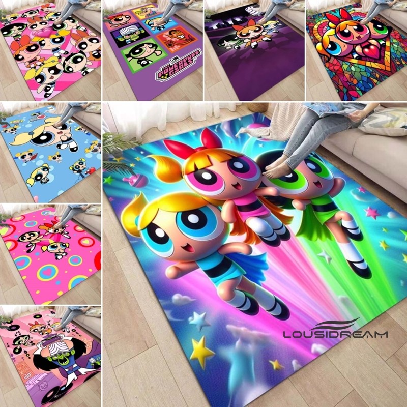 The Powerpuff Girls Theme Carpet Cartoon Crawling Mat Children's Room ...
