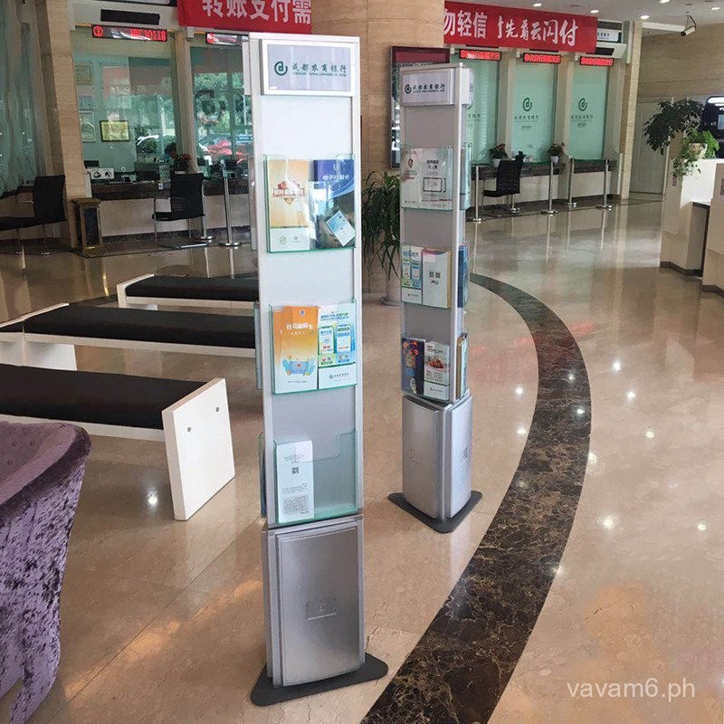 Bank Magazine Rack Newspaper Rack Three-Sided Rotating Document Rack ...