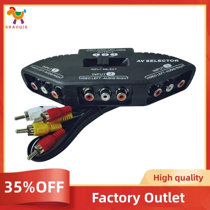 3-Way Audio Video AV Switch Selector Box Splitter Switch W/ Cable for ...