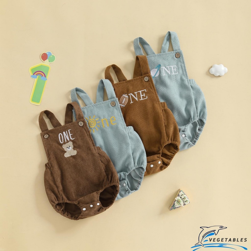 ZHY-Baby Boys Rompers Corduroy Bear/Planet/Sun/Rugby Embroidery Buttons ...
