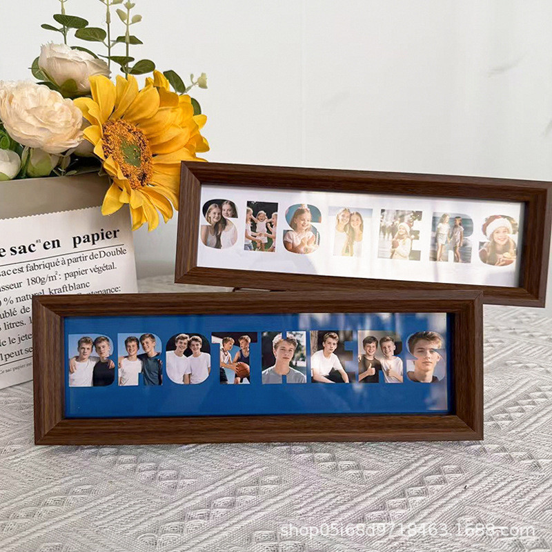 Customized Photo Frame Multi-Grid Solid Wood Photo Frame Table ...