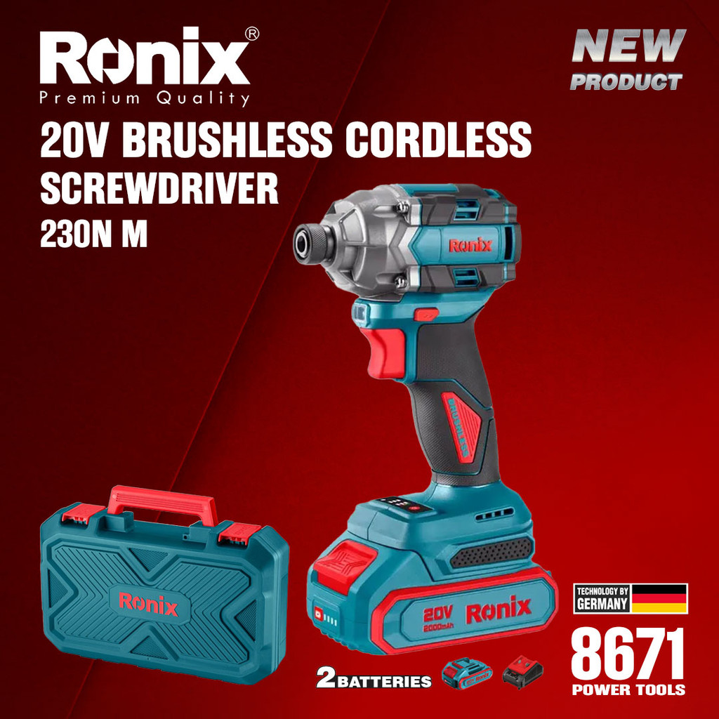 Ronix Tools 8671 Premium Quality German Technology NEW ARRIVAL 20V  Brushless Cordless Screwdrive