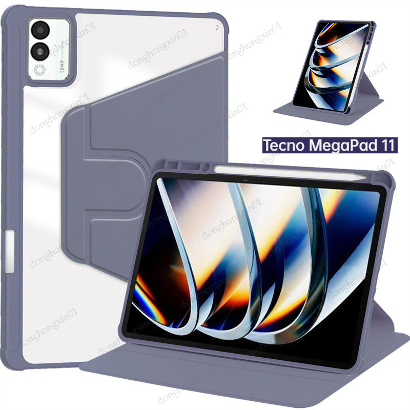 For For Tecno MegaPad 11 10.95-inch Case with Pen Holder 360 Rotating ...