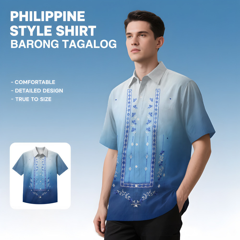 2025 Barong Tagalog for Men Modern Summer Outfit for Men Ethnic Floral ...