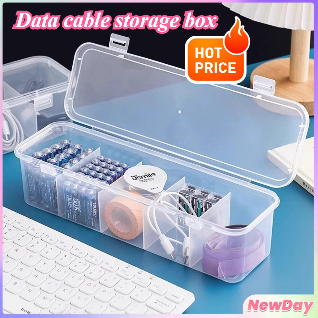 N.D Plastic Data Cable Storage Box Desktop Storage Organizer Cable ...