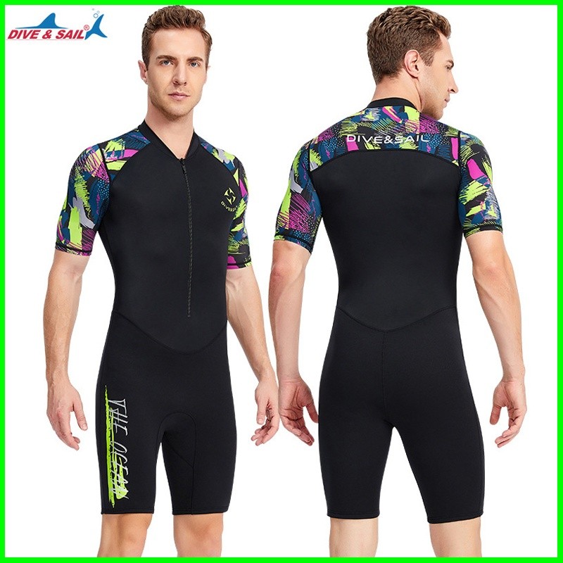 Ready Stock DIVE & SAIL 1.5mm Wetsuit Men's High Elastic Neoprene One ...