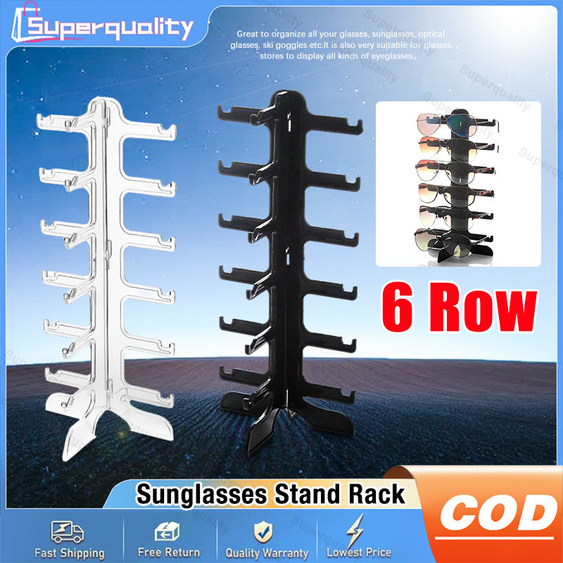 6 Row Transparent Sunglasses Stand Rack Black Glasses Rack | Shopee ...