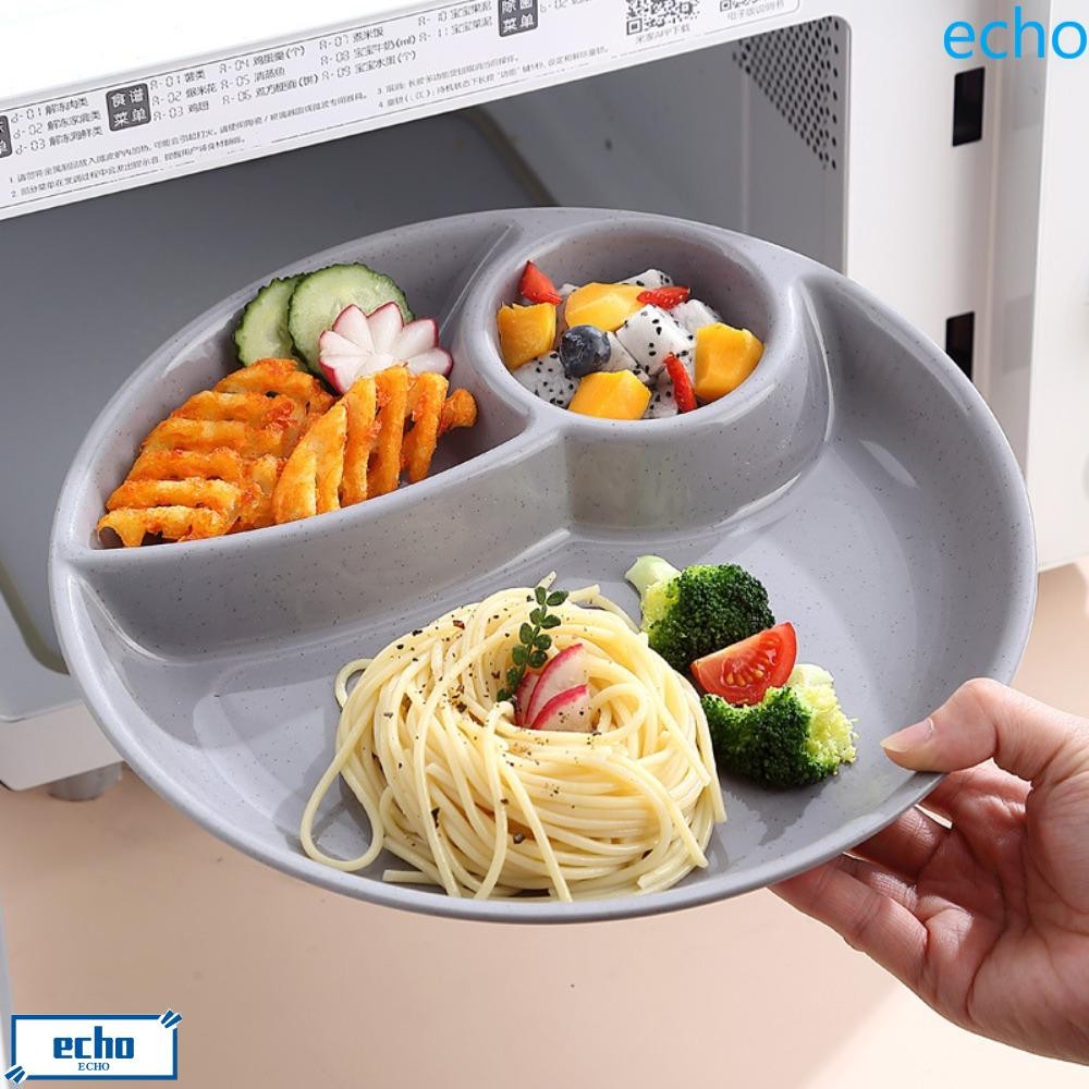 ECHOTHREAD 2pcs Food Plate, Round Microwavable Divided Dinner Plate ...