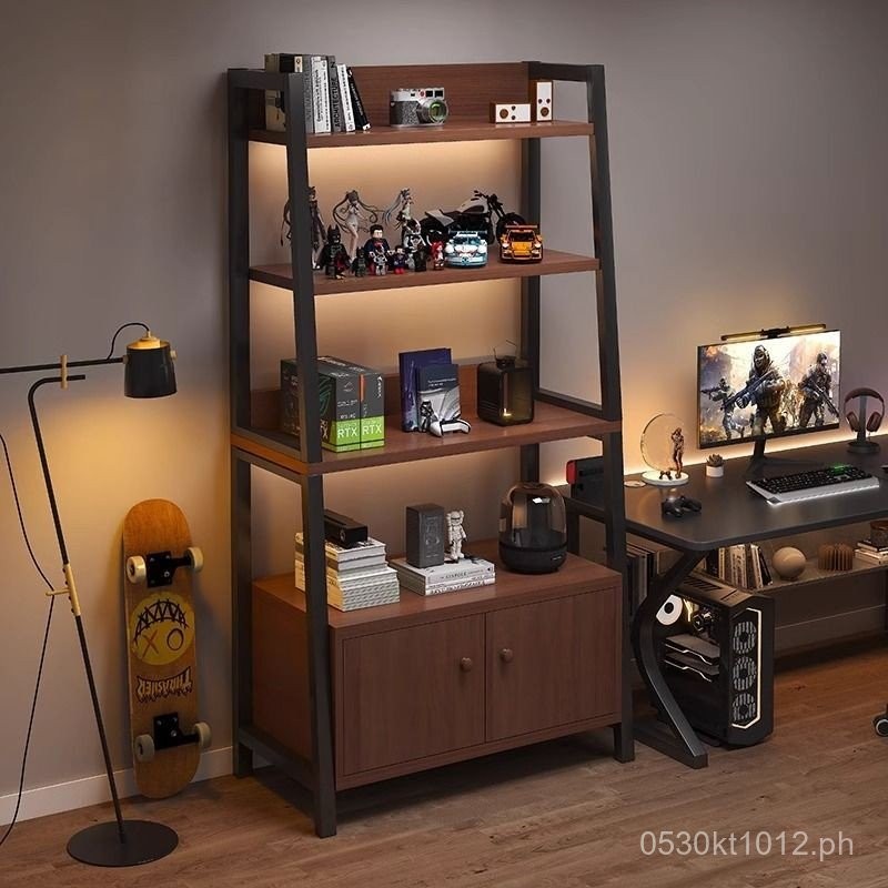 Shelf Floor-standing Gaming Iron Art Desk Bookshelf Display Side Ladder ...