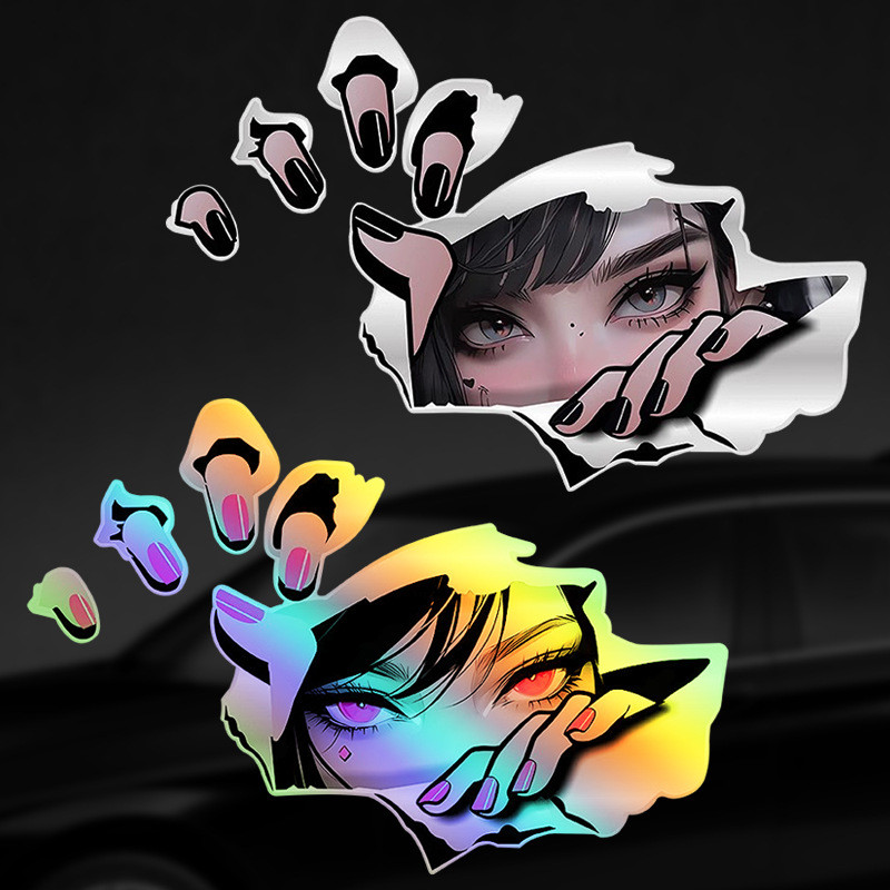 Automobile Sticker JDM Two-Dimensional Animation Girl Eyes Body Scratch ...