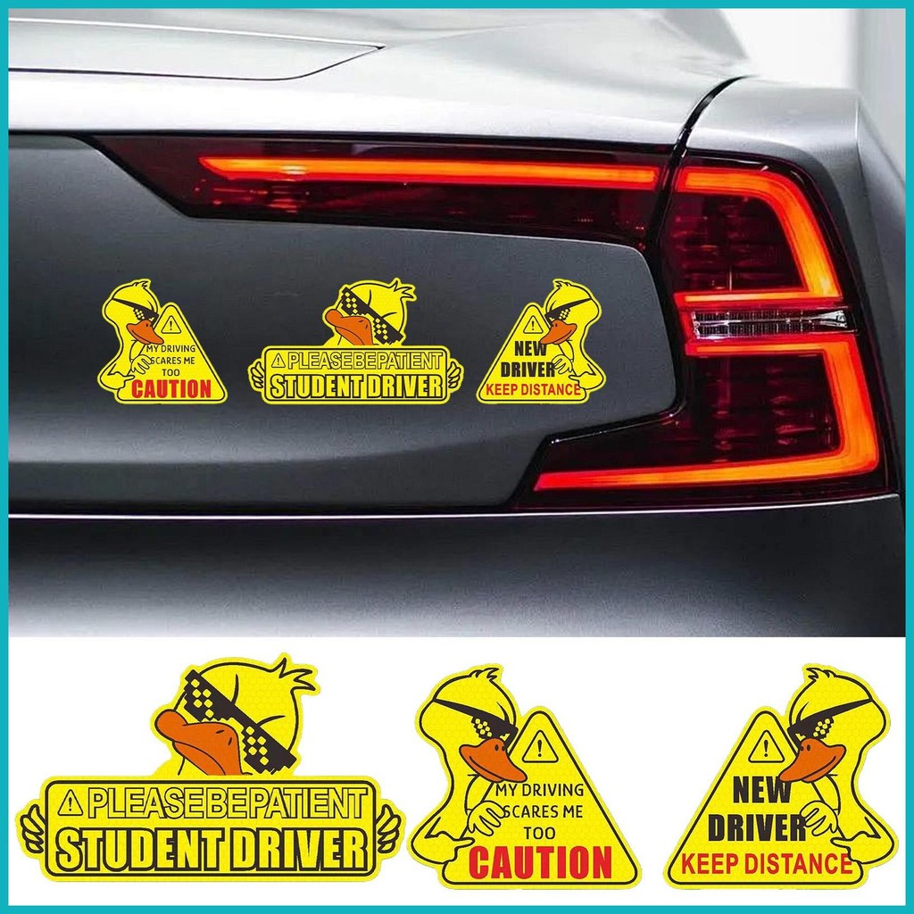 New Driver Sign Bumper Sticker Safety 3 Pieces Cute Duck Warning Sign ...