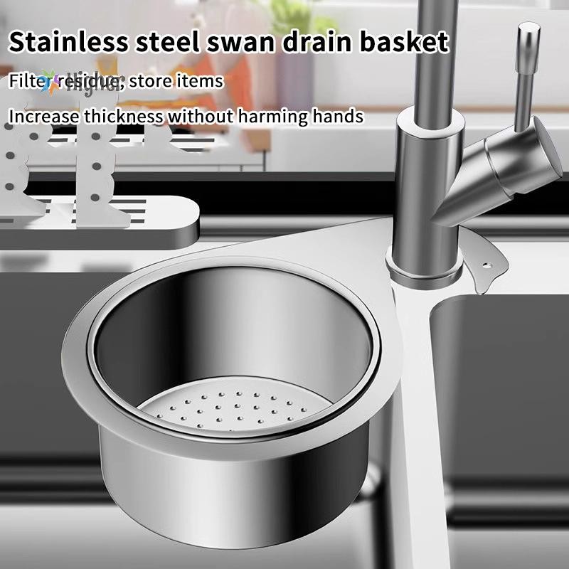 Higher＞ Stainless Steel Swan Sink Strainer Basket Kitchen Sink Garbage ...