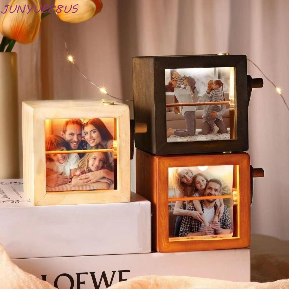 JUNYUE88US Hand Crank Photo Flip Book Frame, Luminous 8/16 Photos DIY ...