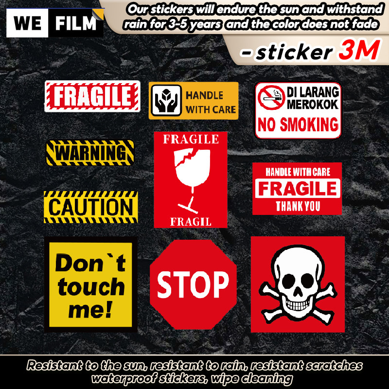 PVC Warning Sign Stickers Fragile Stop Hazard Labels Waterproof for ...