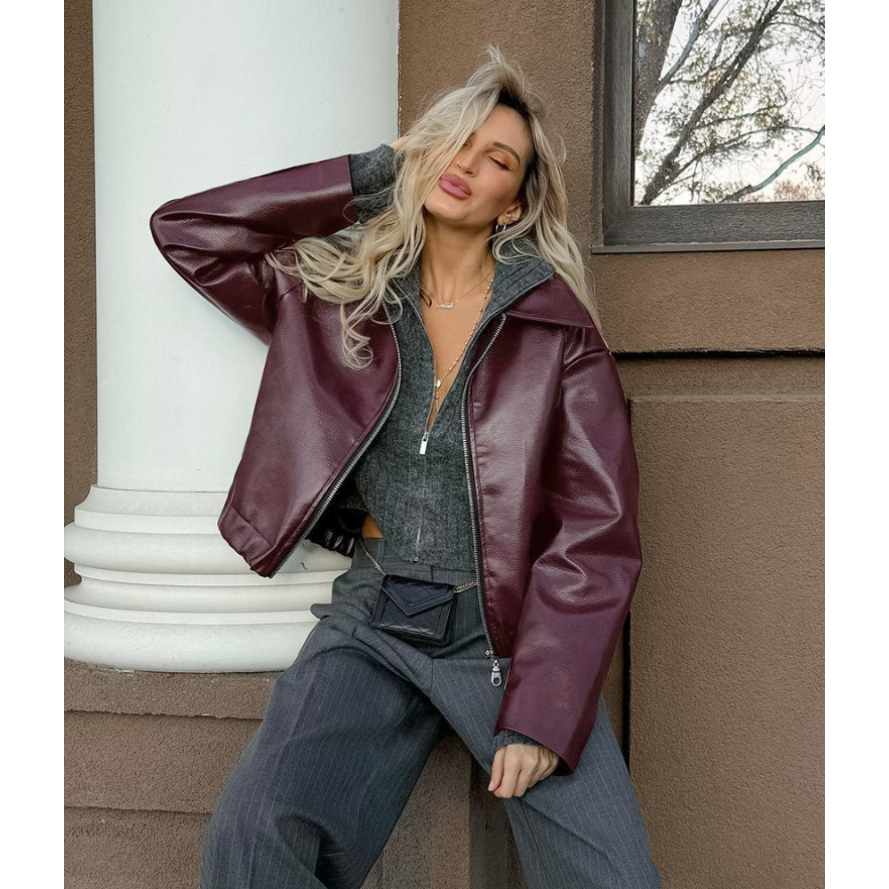 Matte Leather Jacket Coat Women Retro Motorcycle Style Spring Autumn  European American Fashion Women's Clothing