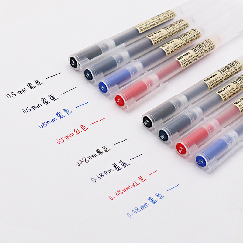 MUJI New cover pen 0.5mm/0.38mm gel ink pen Black Blue Red Ink blue ...
