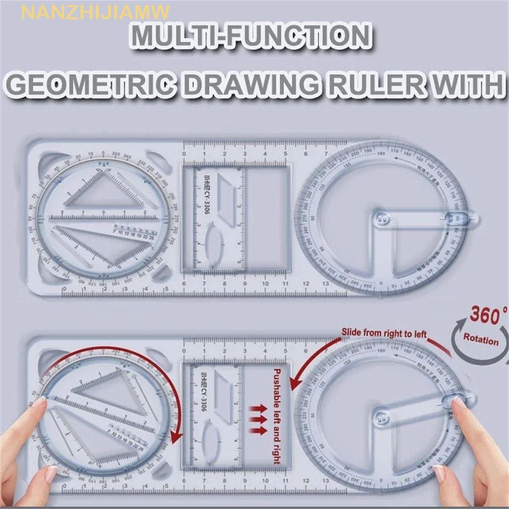 NANZHIJIAMW Drawing Ruler, Activity Angle Ruler Straight Geometry Ruler ...