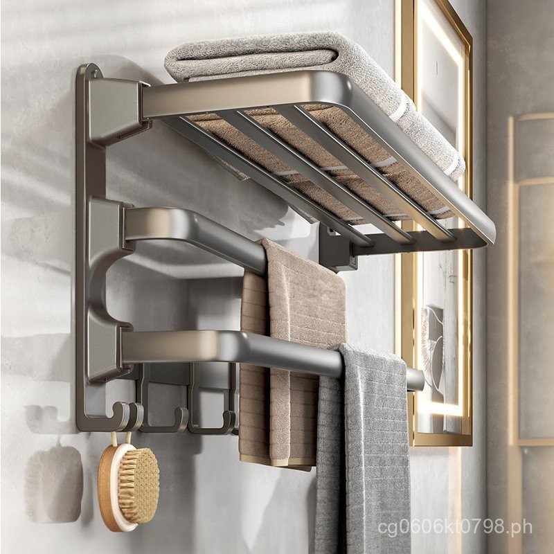 Bathroom Kit Shower Room Toilet No-Drill Storage Rack Integrated Towel ...
